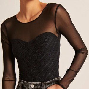 XL mesh and lace fabric body suit